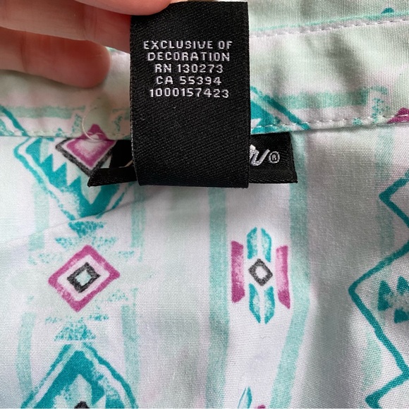 Wrangler Retro Western Curved Yoke Turquoise Snap Down Shirt - Picture 12 of 16